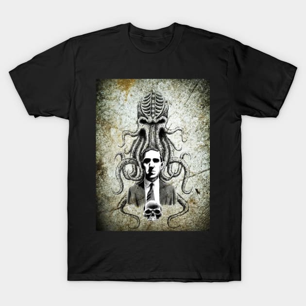 HP Lovecraft Grunge Style 1 T-Shirt by Groom Lake Studios